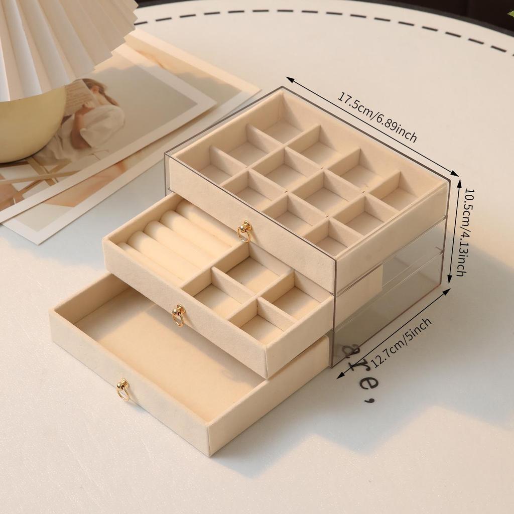 3-Tier/5-Tier Large Capacity Flocking Jewelry Organizer Box