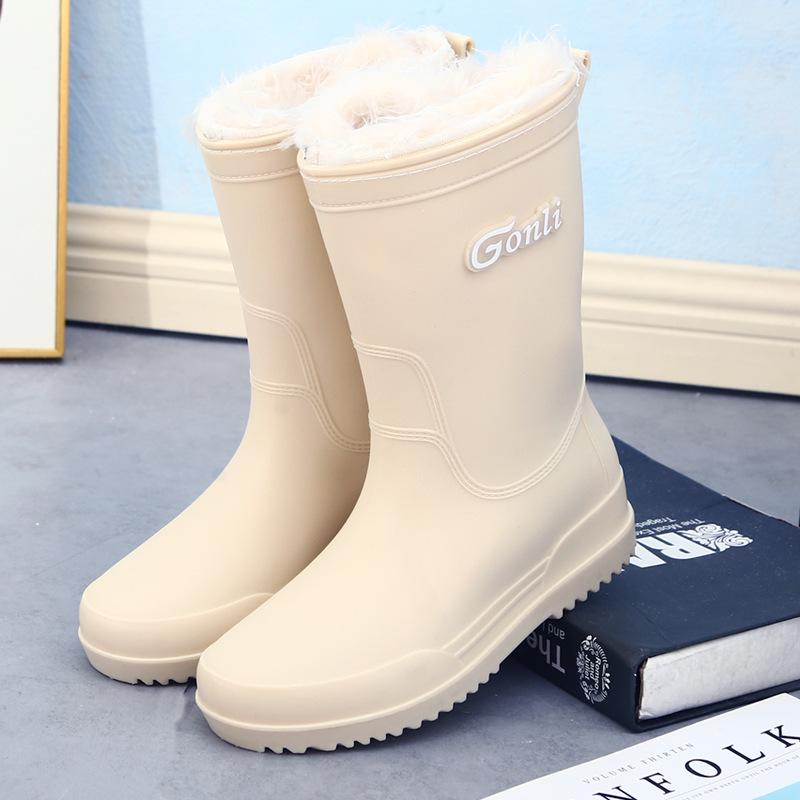 Women's Medium Fashion Waterproof High Tube Thermal Rain Boots