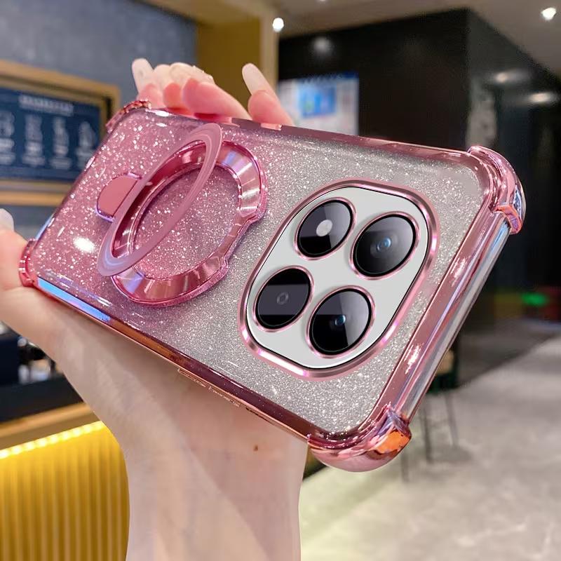 Glitter Ring Holder For Magsafe Phone Case For Samsung S26 S25 S24 S23 S22 S21 Plus FE Ultra Edge Shockproof Soft Silicone Cover