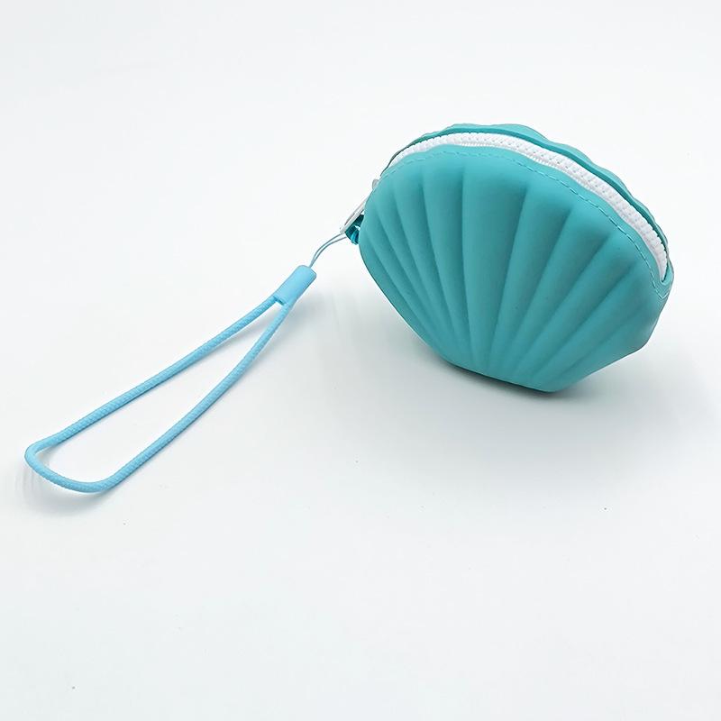 Large Capacity Portable Silicone Makeup & Coin Bag with Cartoon Seashell Design