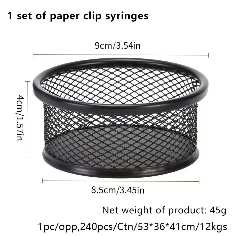 Circular Metal Paper Clip Dispenser Desk Paperclip Organiser Storage Box Push Pin Container For Office School Supplies