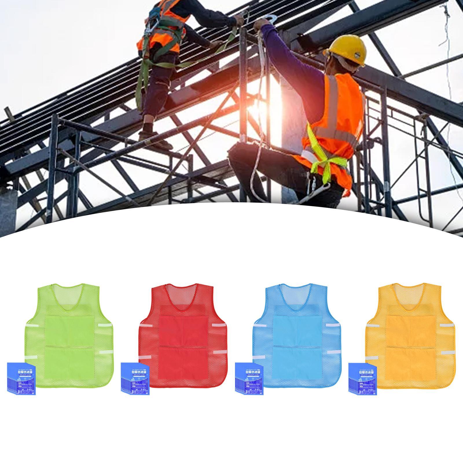 Summer Cooling Vest Ice Cooling Vest Adjustable with 8 Ice Packs for Running Outside Cycling Hot Weather Work Men Women зелёный