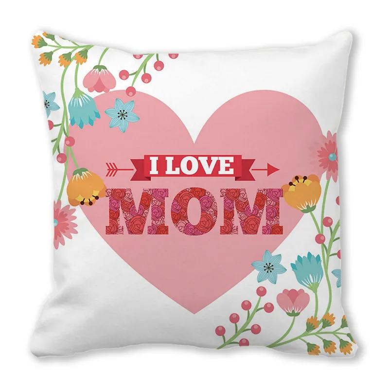 Love pattern cushion cover Happy Mother's Day Pillow Case Home Decorative Pillowcases Love Letter Throw Pillow cover 45x45cm