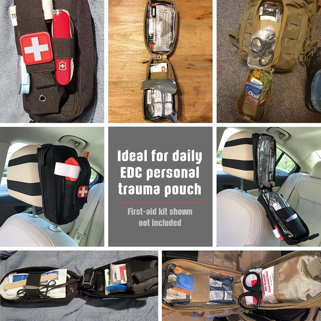 Tactical Molle Medical IFAK Pouch, Tactical EMT First Aid Pouch IFAK Trauma Kit Everyday Carry Survival Bag Include Cross Patch
