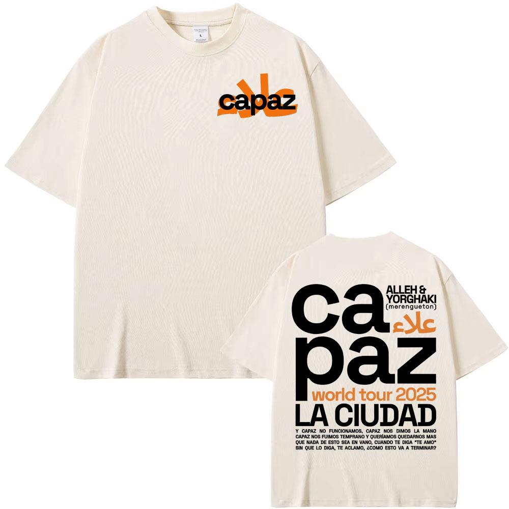 

Alleh & Yorghaki La Ciudad Ca Paz Worid Tour 2025 Print T-shirt for Men and Women Hip-hop Summer Print 100% Pure Cotton T-shirt 4XL
