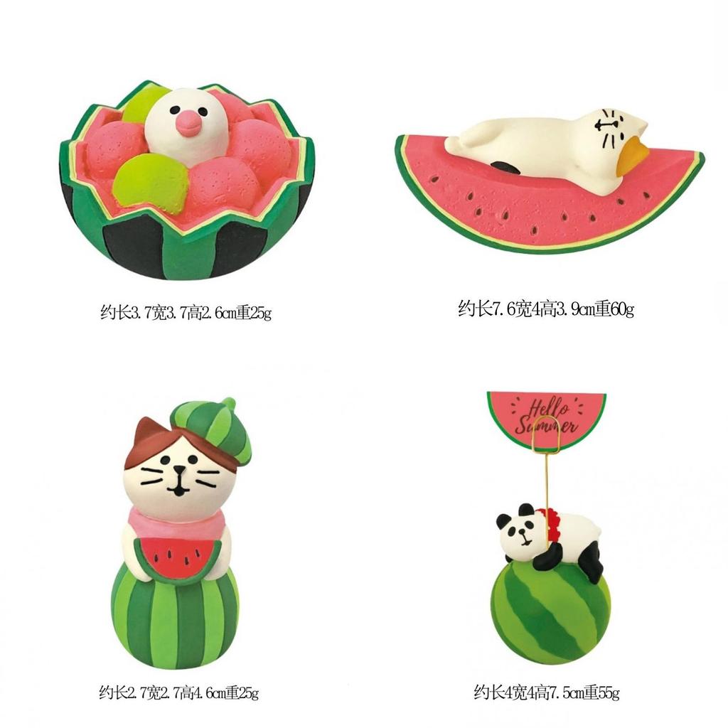 Watermelon Cat Resin Craft Summer Decor Cute Collectible For Desk And Shelf