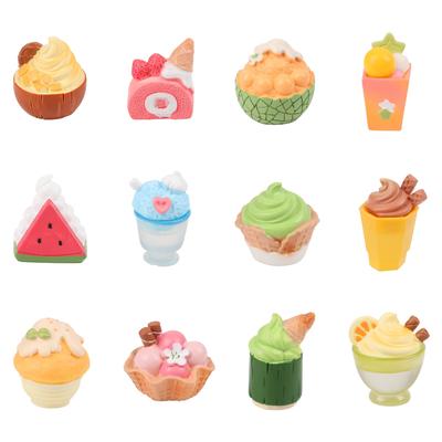 DERAYEE Mini Ice Cream Resin 12 Cute Miniature Ornaments with Adhesive Toy Garden Ornament Figurine Prop Decorations, Pieces, Tape, Gift,