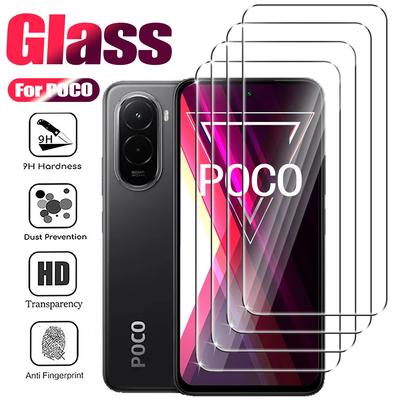 4Pcs Tempered Glass For POCO X7 X6 X5 Pro X4 X3 GT Screen Protector On Xiaomi POCO M7 Plus M5 M4 M3 M6 Pro 4G 5G Glass