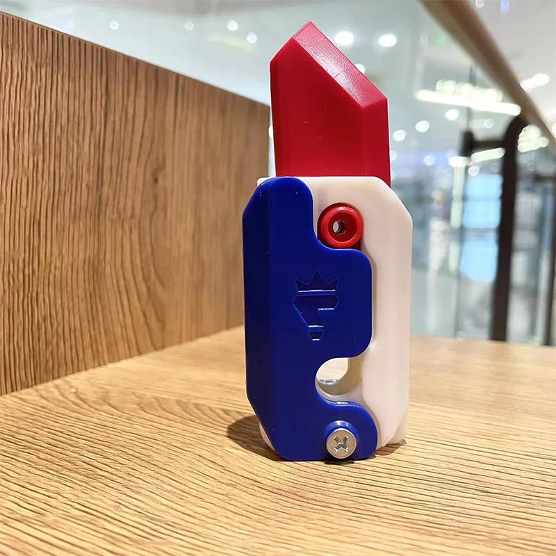 1pc 3d Printing Gravity Knife Toy Cub Jumping Small Radish Knife Fidget Toys Decompression Push Card Small Carrot Knife Unzip