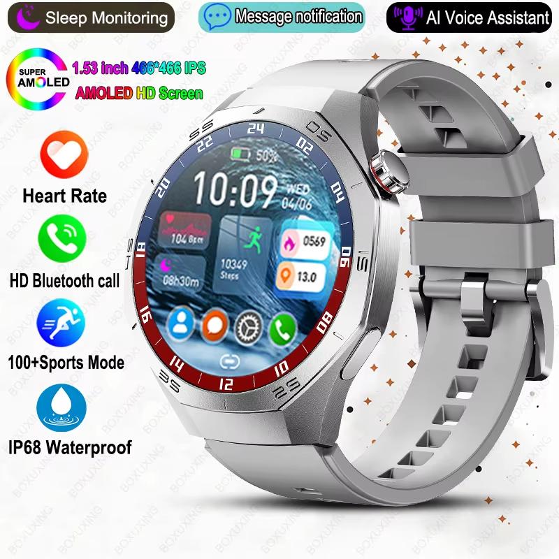 New Smart Watch Men NFC HD AMOLED Screen GPS Motion Trajectory Heart Rate Bluetooth Call Sports Smart Watch IP68 Wireless Charging