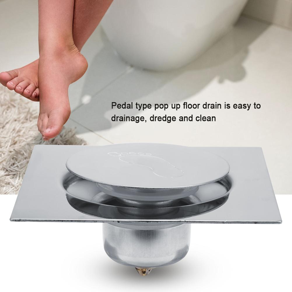 Stainless Steel Pedal Bounce Type Floor Drain for Bathroom Washroom Garage Basement