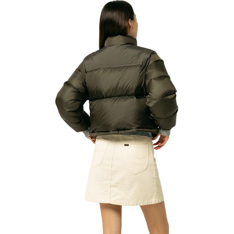 Lee Logo Embroidered Stand Collar Korean Style Short Zipper Down Jacket Women outerwear LE2304DP60BR