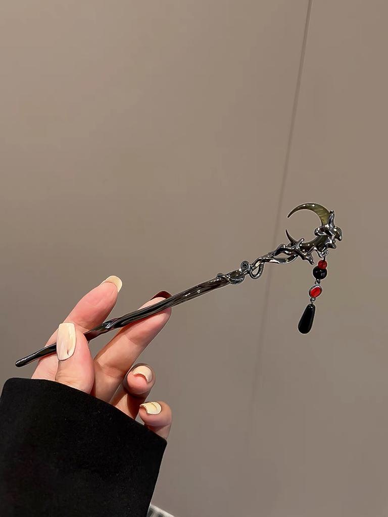 AWAYTR Black Crescent Hair Stick Pin Vintage Hair Accessories Hairband Hairpins Women Flower Hairclips Fashion Combs