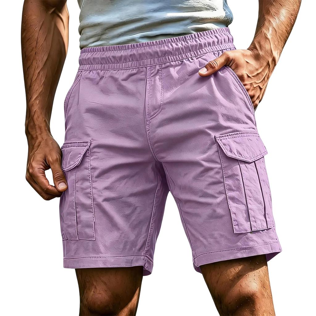 Pantaloncini Cargo Casual Leggeri da Uomo Vita Elastica Design Multi Tasche Tessuto Resistente Cavallo da Cinque Pollici Pantaloncini Estivi