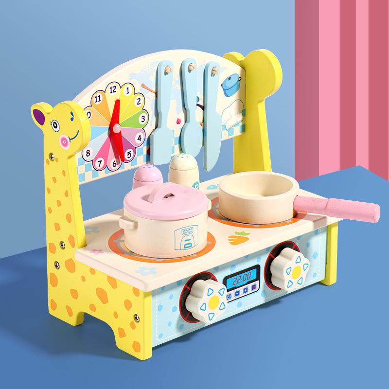 Wooden fun children's simulation play house tableware multi-functional kitchenette cooking girls play educational toys
