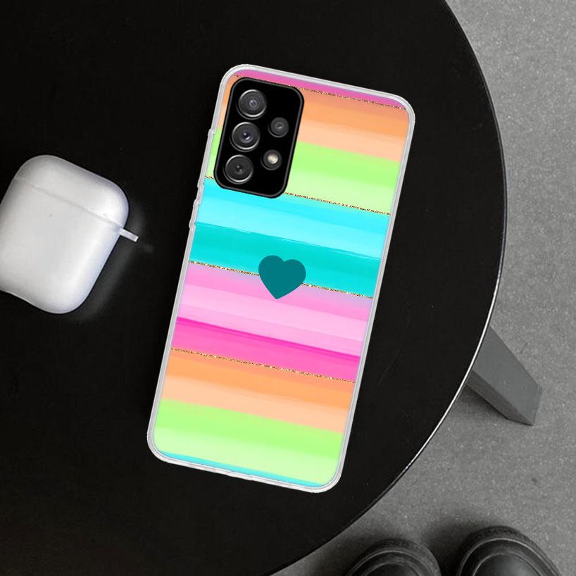 Rainbow Gradient Love Phone Case Cover for Samsung Galaxy A12 A22 A32 A52 A72 A02S A51 A50S A31 A20S A10S Note 20 Ultra 10 Plus