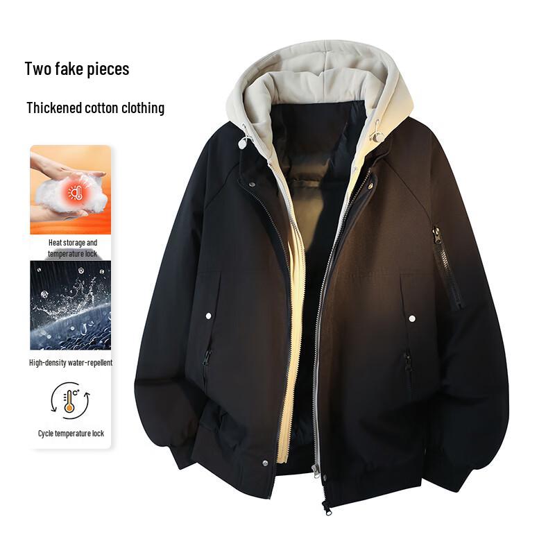 VUUG Men's Faux Two-Piece Hooded Padded Jacket