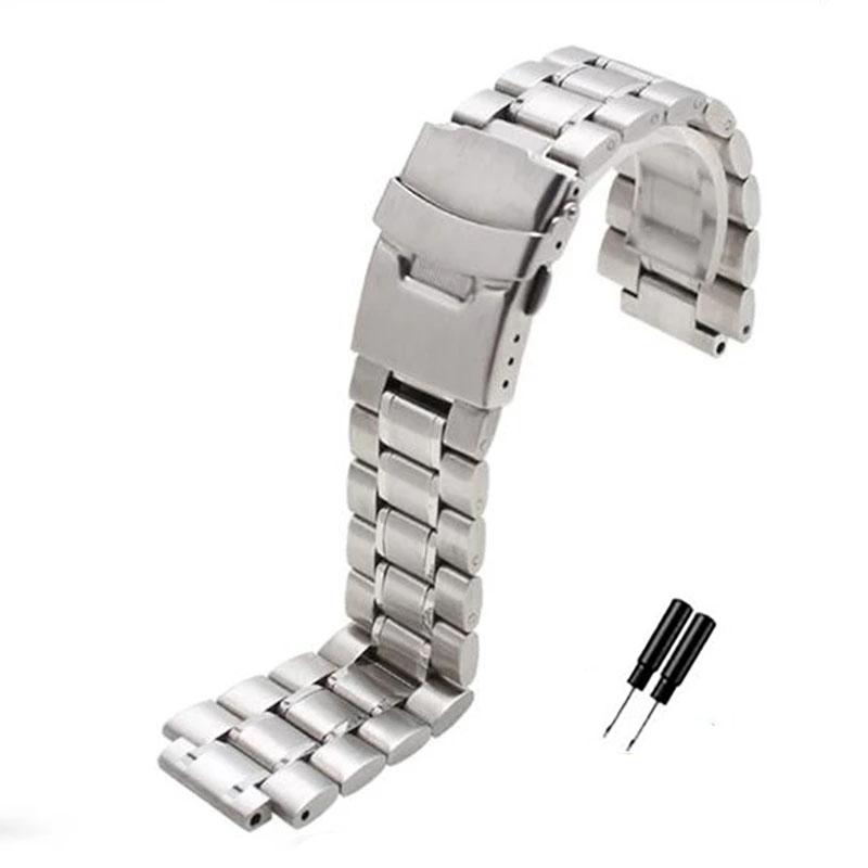 24*16mm Lug End Stainless Steel Watchband for Casio G-SHOCK GST-B200 GST-B200D Series Watches Men's Strap Silver Black Bracelet