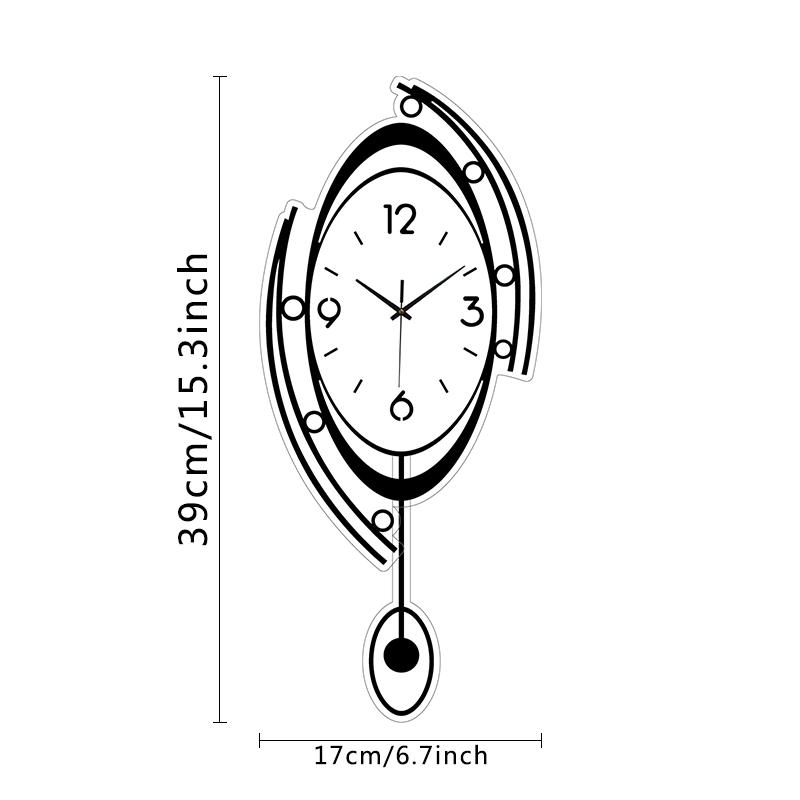 

Personalized oval household swing clock quiet clock suitable for home decoration living room bedroom office белый