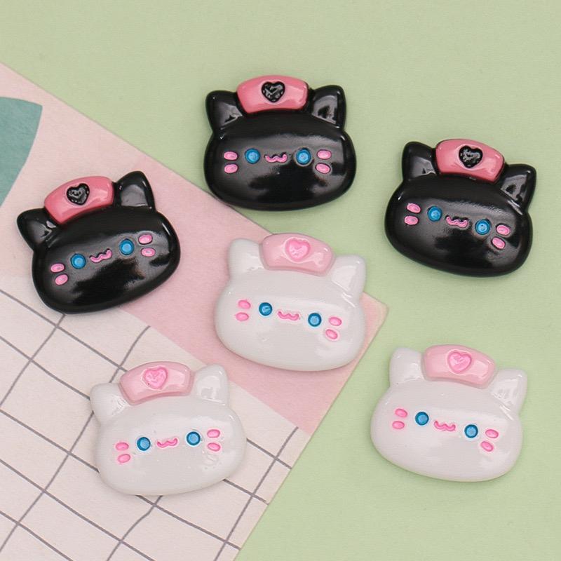 

10Pcs New Cute Cartoon Cat Head Series Flat Back Resin Cabochons Scrapbooking DIY Jewelry Craft Decoration Accessorie