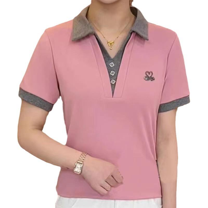 

Новая летняя женская футболка с короткими рукавами Temperament Contrasting Shirt для женщин Повседневный и универсальный тонкий топ для женщин 5XL