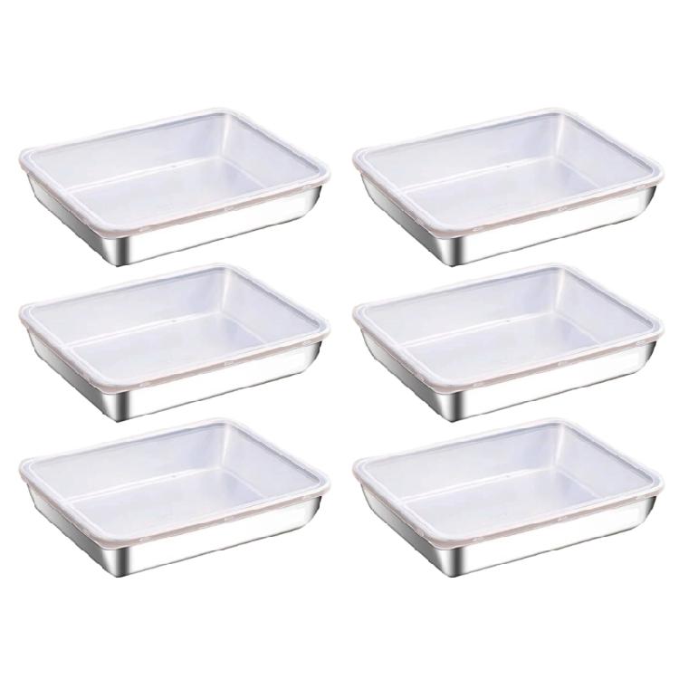 Durable Nonrust Steel 6Pcs Food Container Set Food Protectors For Keep Fruits Vegetables And Leftover Freshness