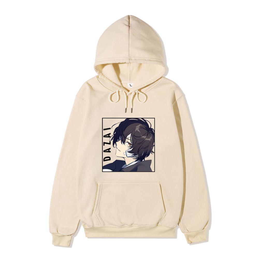 Men Women Fleece Hoodie Dazai Anime Portrait Tokyo Ghoul Kanji Autumn Winter Street Long Sleeve Sweatshirt