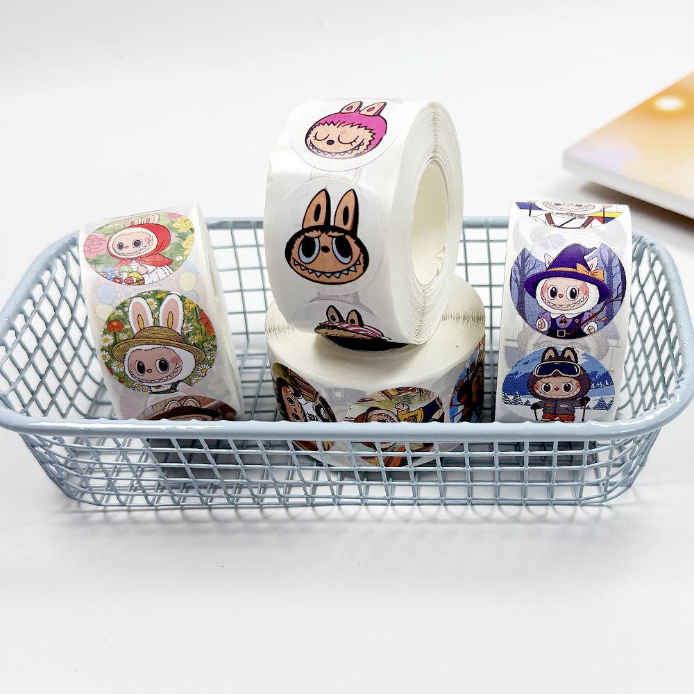 Cartoon 500 Rolls Sticker Hand Account Material Sticker Cute Animation Sealing Sticker DIY Decorative Sticker