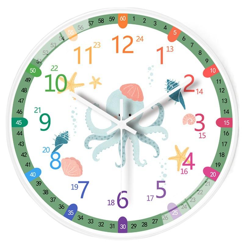 8-inch 20cm Early childhood education children rocket wall clock children's room creative digital enlightenment mute learning clock