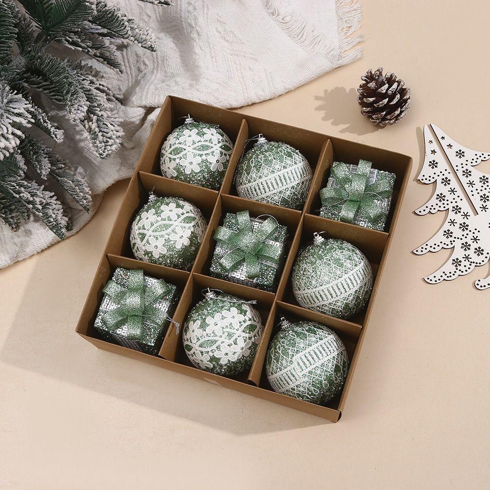 9pcs Shatterproof Foam Christmas Ball Pendant 8cm Xmas Tree Ornaments  Holiday Festival Decor