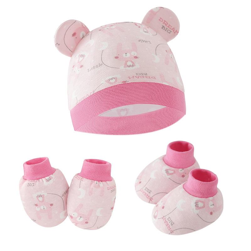 Newborn Newborn Baby Hat Anti Scratch Gloves Protective Foot Cover Three Piece Set Baby Hat Baby Hat