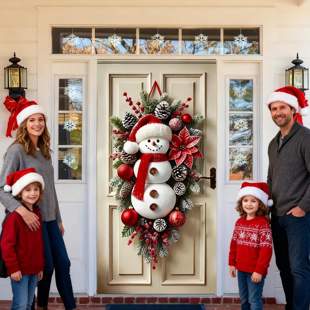 Front Door Christmas Decorations Snowman Cute Home Decor Cute Snowman Door Hanger Sign for Indoor Outdoor Wall Living Room Patio