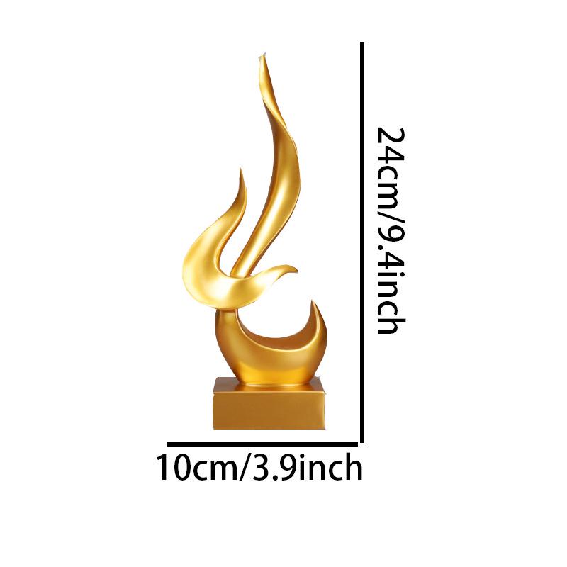 "Golden Flame Bird Ornament - Modern Resin Decor for Home, Wine Cabinet, or Office"