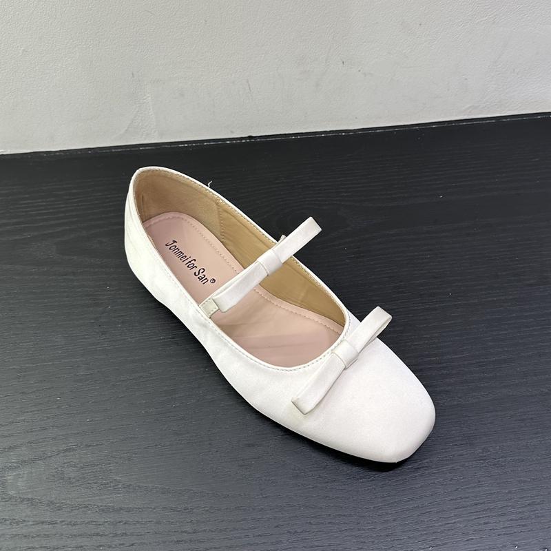 Fashion SUOJIALUN 2025 New Brand Women Flat Shoes Fashion Round Toe Shallow Slip On Bow-knot Ladies Elegant Single Shoes Soft Heel Boat
