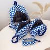 Checkerboard 4Pcs Backpack Set Crossbody&handbag&Pen Case Stitching Multi Pocket Adjustable Straps Campus Commute Bundle