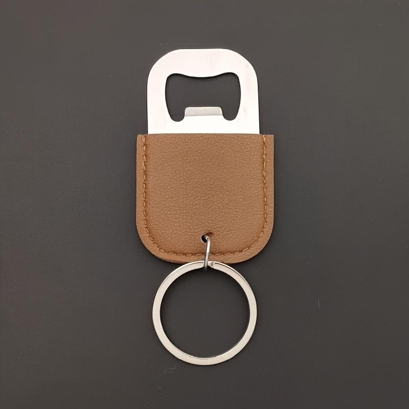 

10pcs Engravable Stainless Steel Beer Bottle Opener Keychain with Faux Leather Case, Suitable for Bars, Kitchen, Restaurant Supplies кофейный