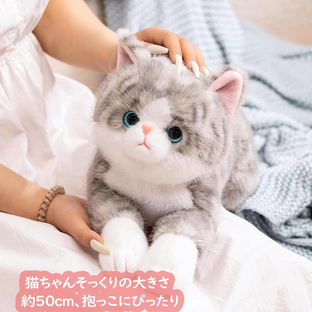 Realistic Plush Cat Stuffed Super Body Pillow with Belly Weighted Soothing Body Funny Christmas Present Animal, Cute, Fluffy, Beads, Pillow, Gift,