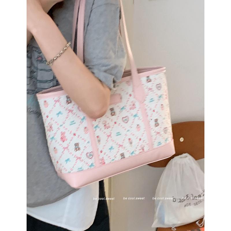 Summer Bag Large Capacity Women's Armpit Bag 2025 New Cartoon Bear Printed Tote Bag Fashion Shoulder Bag