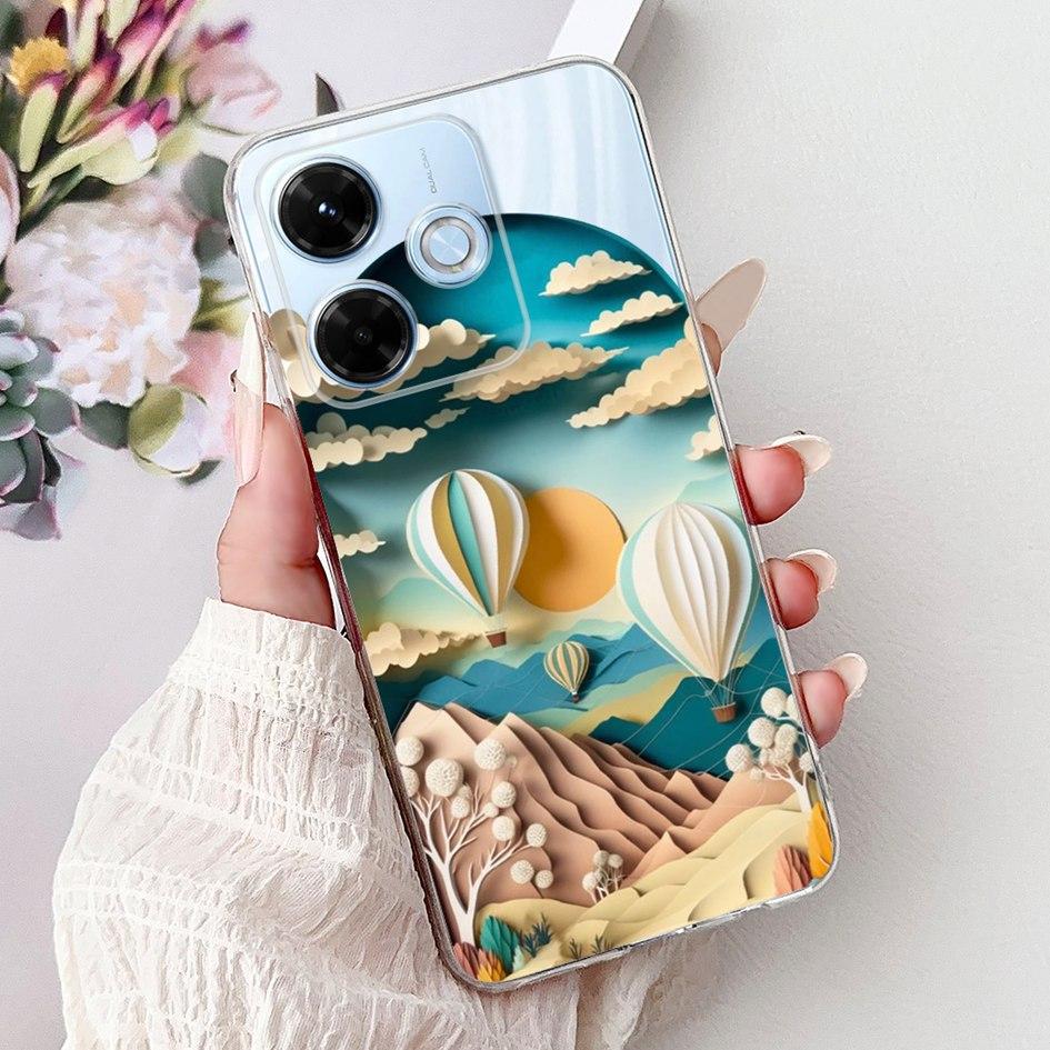 New For Xiaomi Redmi 13x 4G Case Cute Cartoon Panda Machine Flower TPU Soft Silicone Cover For Xiomi Redmi 13X Shockproof Bumper