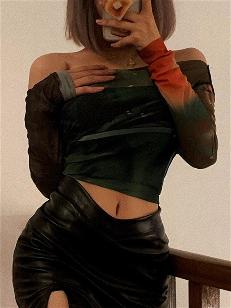 

Летняя сетчатая одежда в стиле Харадзюку, футболки для женщин, укороченный топ, женская футболка, женская футболка, топы roupas femininas, футболка S зелёный