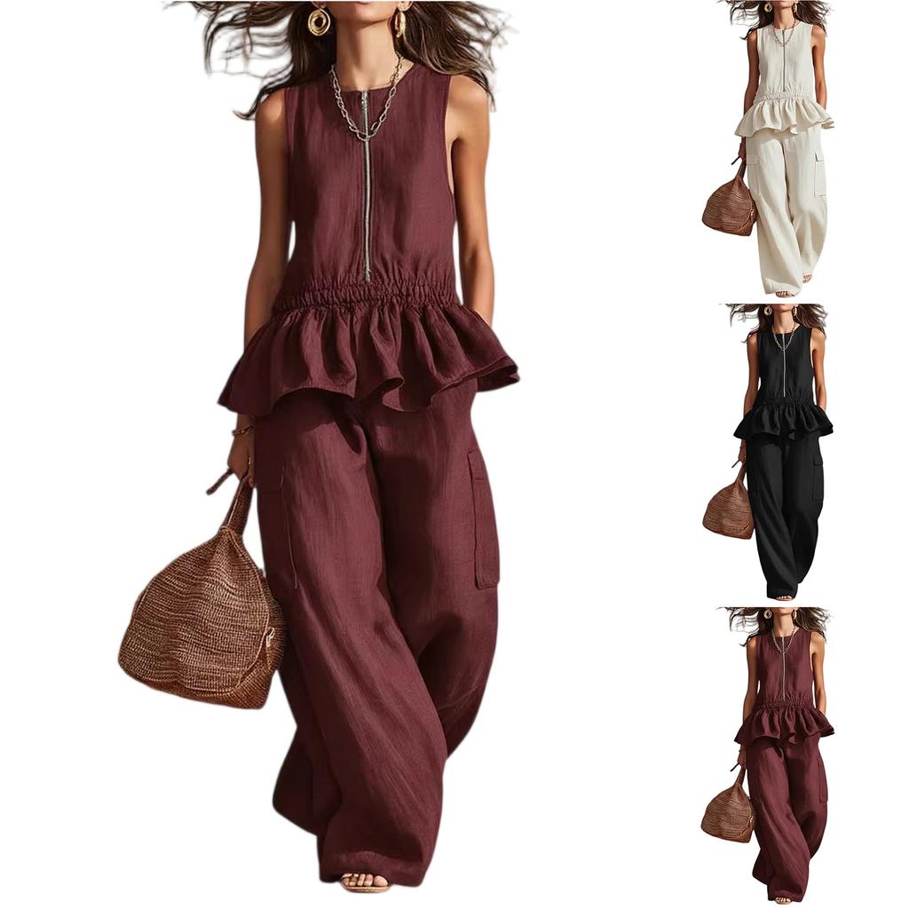 Ladies' fashionable casual suit top and pants