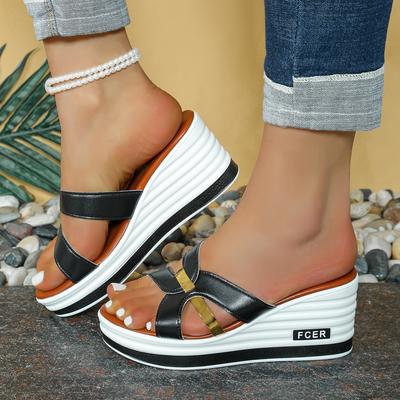 Zapatillas de cuña para mujer Sandalias ortopédicas premium de punta abierta Zapatos antideslizantes vintage Chanclas de estilo nacional casual Mujer