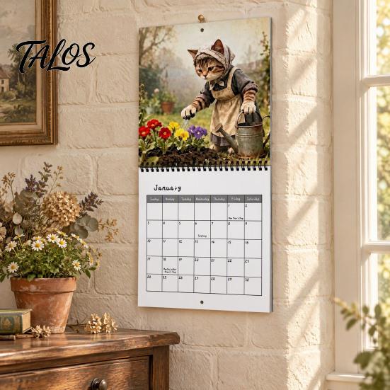 Large Writing Area Organizer Cute Cat Wall Calendar 2027, Jan 2027- Dec 2027 12 Monthly Hanging Daily Agenda for Home Office Planner with Thick Paper