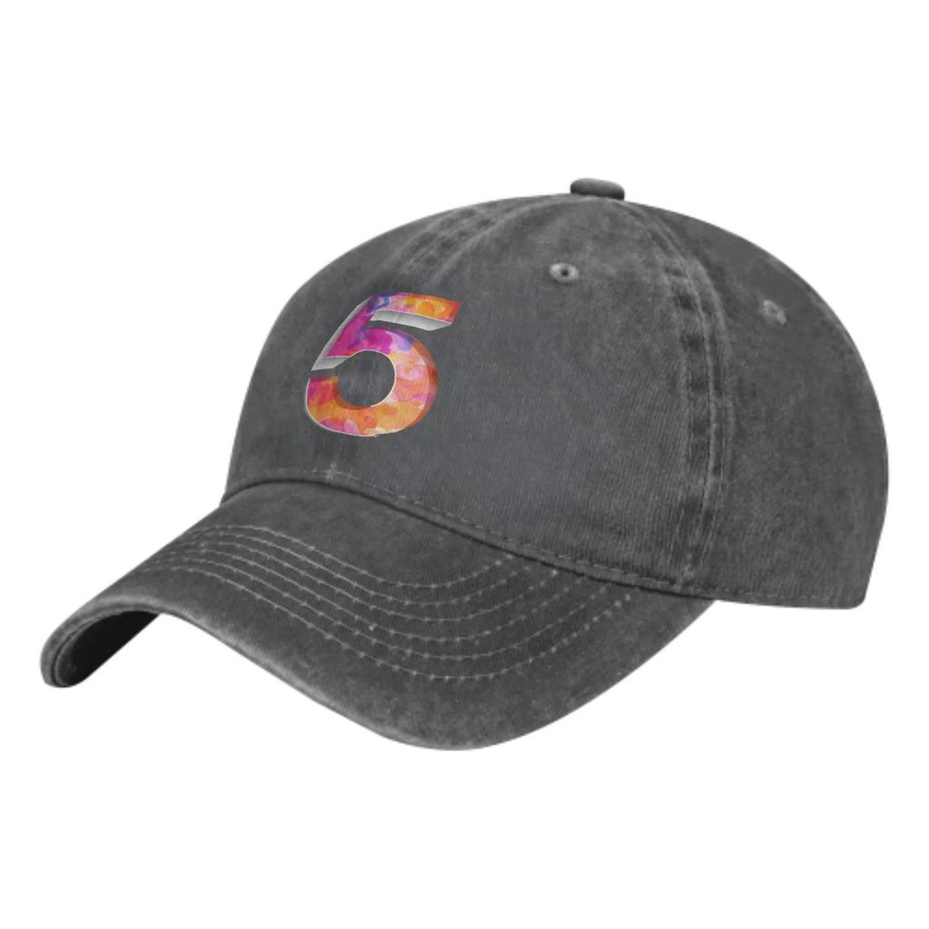 Farbige Nummer 5 Mode Klassische Baumwoll-Trucker-Kappe Sommer Papa Cowboy-Kappe Outdoor Freizeit Basketball-Kappen