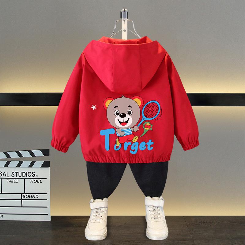 Spring and Autumn Girls Long Sleeved Zippered Cartoon Dinosaur Hooded Windproof Coat Top Children's Wear Jacket Baseball Jacket Models Boys and Girls