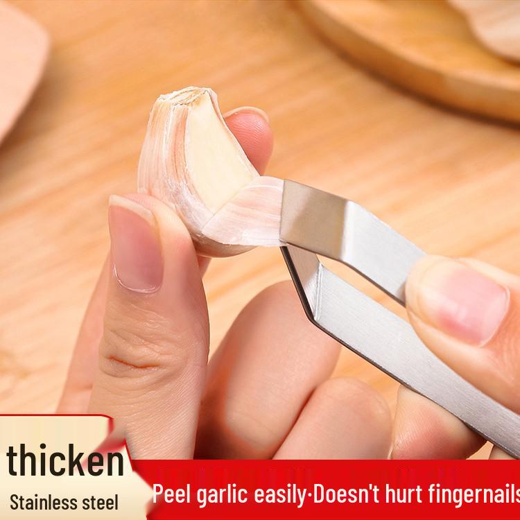 Stainless Steel Garlic Skin Peeler Clip for Quick Manual Peeling