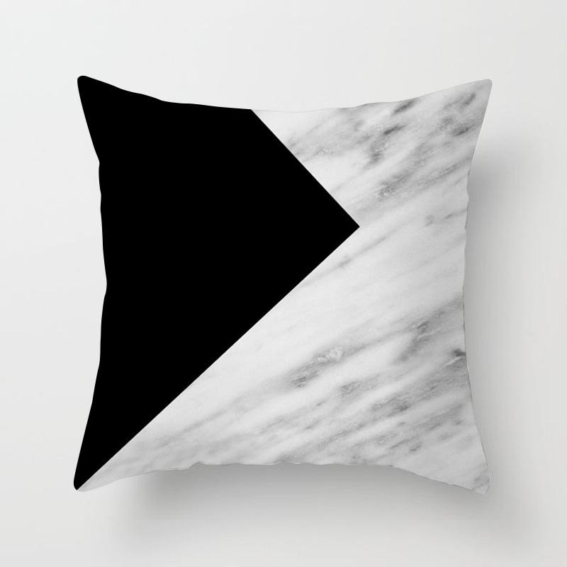Nordisches Schwarz-Weißes Geometrisches Kissen, Sofataille, Pfirsichleder Samt Kissenbezug, Warmer Fauler Seitenschlaf