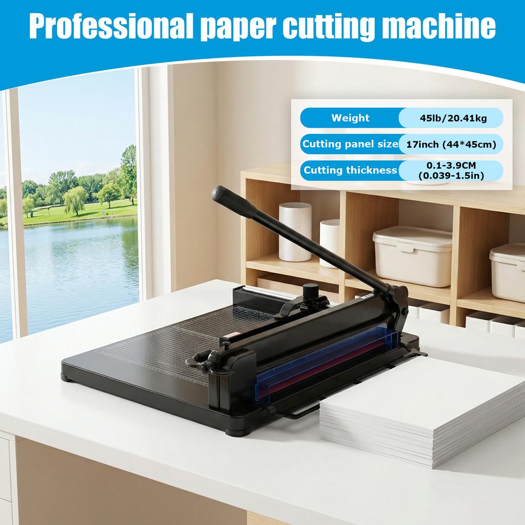 17inch Heavy Duty Paper Cutter with Double Safety Protection 400 Sheets Capacity for Classroom Crafting Cardstock Art Projects