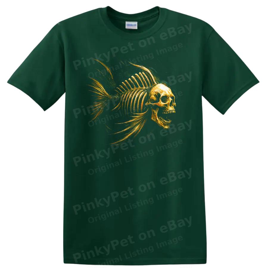 Skeleton Fish T Shirt Cool Urban Graphic Design Dark Streetwear Tee