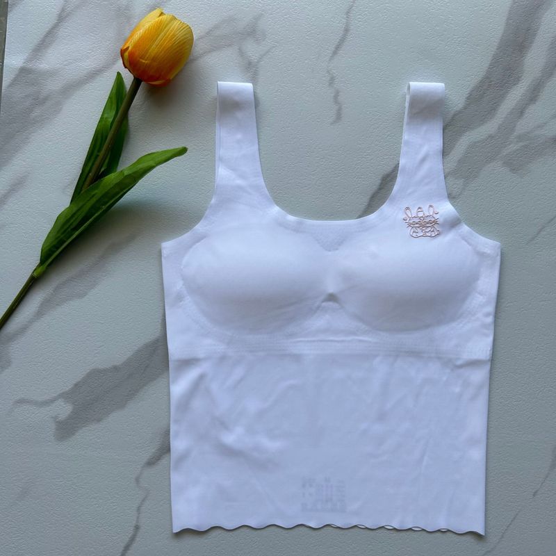 

Маленькая девочка Дети Ледяной шелк Бесшовный Период развития Покрытие сосков Спортивный бюстгальтер Тренировочное нижнее белье Одежда для йоги Жилет White M